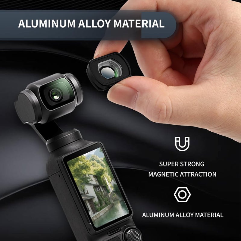 Ruittos عدسة زاوية واسعة متوافقة مع DJI Osmo Pocket 3، تركيب مغناطيسي/مطلية متعددة/زجاج بصري (قم بتوصيل عدسة الزاوية الواسعة لتوسيع مجال الرؤية إلى 112° والتقاط المزيد في كل إطار) - Image 2